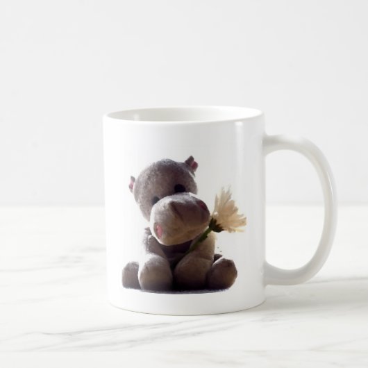 Mug Happy Grey Hippo tenant Daisy, mignonne Love Photo (Droite)