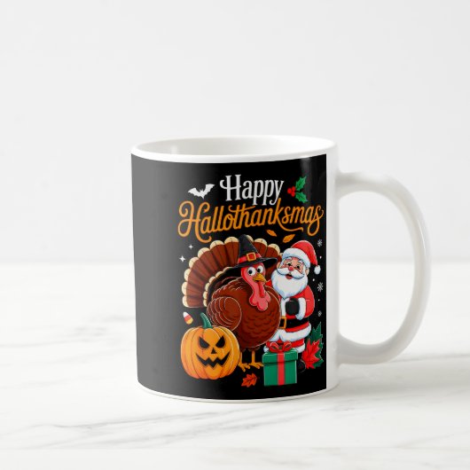 Mug Happy Hallothanksmas Funny Halloween Thanksgiving  (Droite)