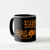 Mug Happy Halloween café noir orange (Devant gauche)