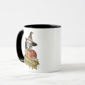 Mug Happy Halloween Chat noir, Crâne et Citrouille (Devant gauche)