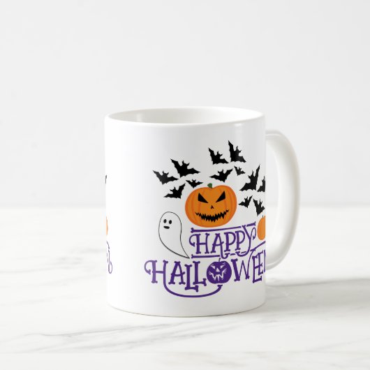 Mug Happy Halloween fantôme citrouille chauve-souris t (Devant droit)