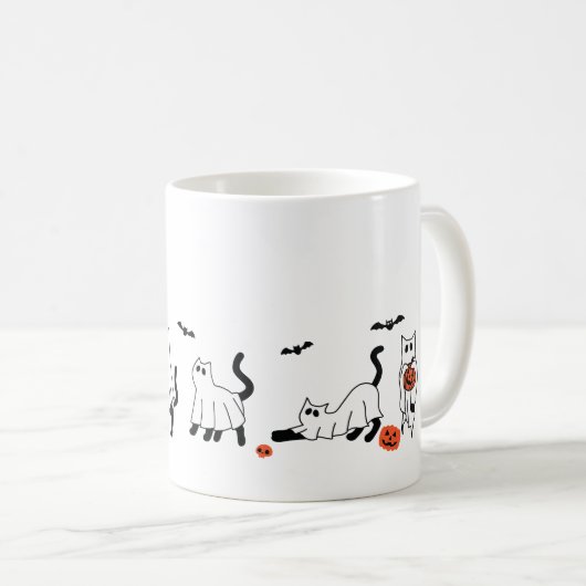 Mug Happy Halloween Ghost Cats (Devant droit)