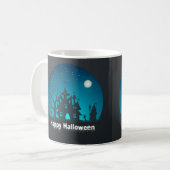 Mug Happy Halloween Maison hantée bleue et noire (Devant gauche)