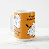 Mug Happy Halloween Personnaliser NOM Fantômes Bat (Devant gauche)