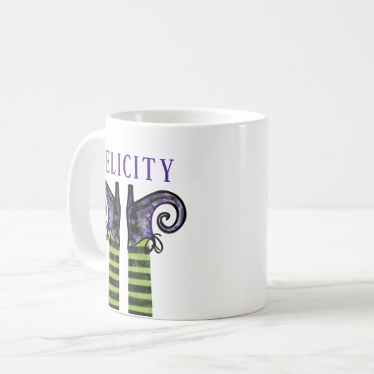 Mug Happy Halloween Witch Illustration Nom et initiale (Devant gauche)