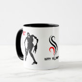 Mug Happy Halloween Zombie Fighting Funny personnalisa (Devant gauche)