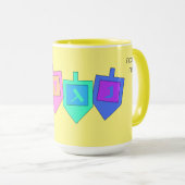 Mug Happy Hanoukka anglais hébreu (Devant droit)