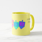 Mug Happy Hanoukka anglais hébreu (Devant droit)