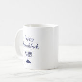 Mug Happy Hanoukka Simple Blue Menorah (Devant gauche)