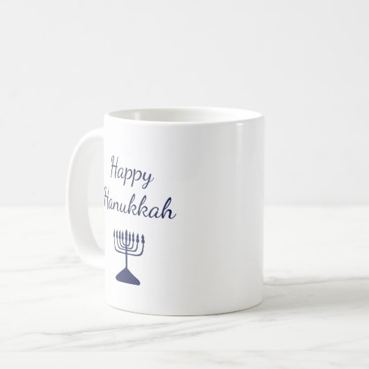 Mug Happy Hanoukka Simple Blue Menorah (Devant gauche)