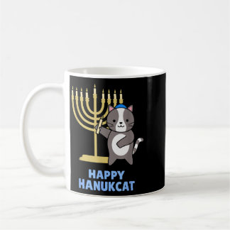 Mug Happy Hanukcat Black Cat Meowzel Tov Menorah Funny