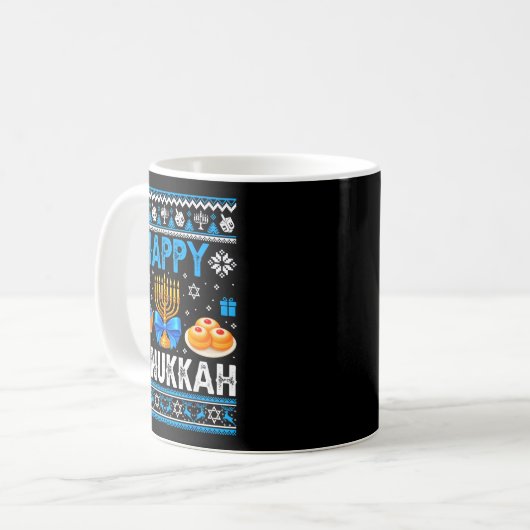 Mug Happy Hanukkah Menorah Dreidel Ugly Chanukah Pajam (Devant gauche)