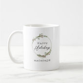 Mug Happy Holidays Minimalist Name Wreath (Gauche)