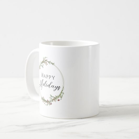 Mug Happy Holidays Minimalist Wreath (Devant gauche)