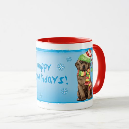 Mug Happy Howlidays Chocolate Lab (Devant droit)