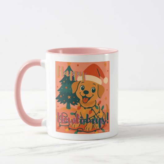 Mug Happy Howlidays! Cute & Funny Dog (Gauche)