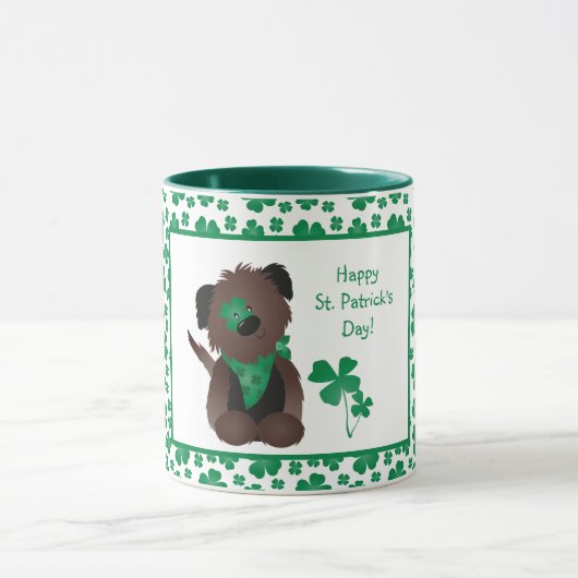 Mug Happy Jour de la Saint Patrick Chien quatre feuill (Centre)