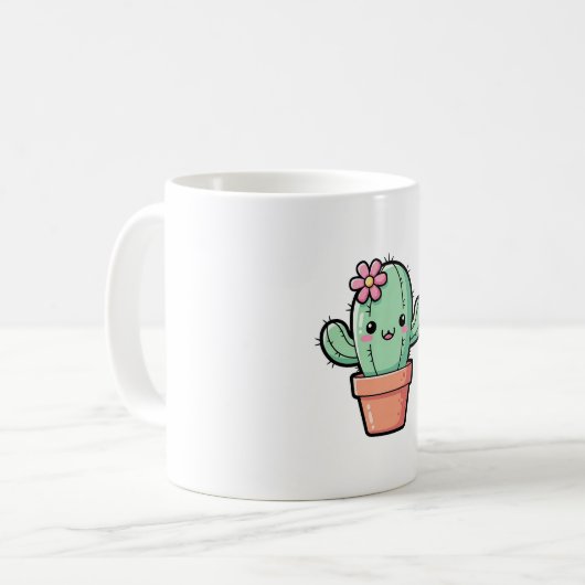 Mug Happy Kawaii Cactus – Cute Illustration (Devant gauche)