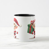 Mug Happy Kawaii Santa's Elf Helper Carrying Gift (Centre)