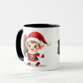 Mug Happy Kawaii Santa's Elf Helper Carrying Gift (Devant gauche)