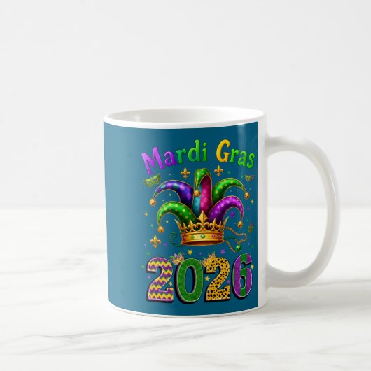 Mug Happy Mardi Gras 2026 Jester Hat Men Women Kid Car (Droite)