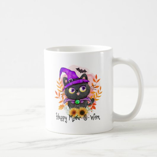 Mug Happy Meow-o-ween -Chat Sorcière Noire (Droite)