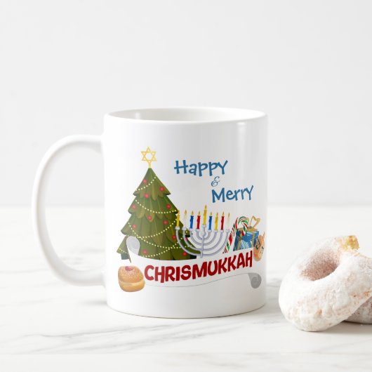 Mug Happy & Merry Chrismukkah Fun Interfaith Holiday (Avec donut)