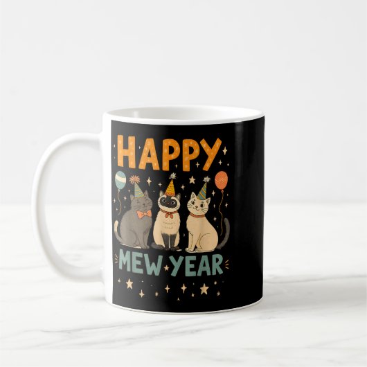 Mug Happy Mew Year Cat Party  (Gauche)