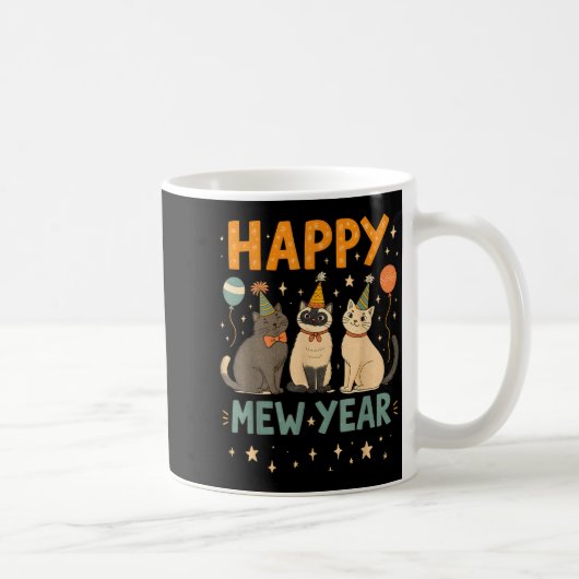 Mug Happy Mew Year Cat Party  (Droite)