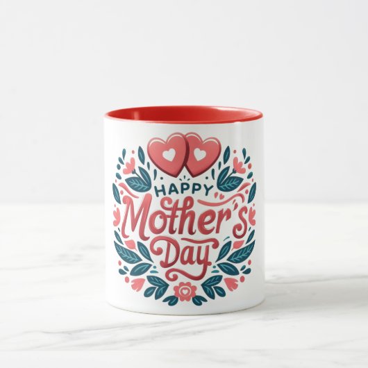 Mug Happy Mother's Day - Botanical Heart & Script  (Centre)