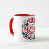 Mug Happy Mother's Day - Botanical Heart & Script  (Devant gauche)