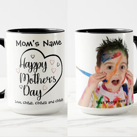 Mug Happy Mothers Day Heart Photo personnalisable