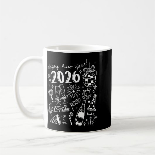 Mug Happy New Year 2026 Bow Funny (Gauche)