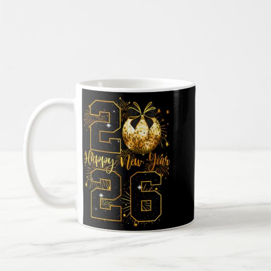 Mug Happy New Year 2026 Coquette Bow Disco Ball New Ye (Gauche)