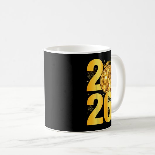 Mug Happy New Year 2026 Coquette Bow Disco Ball New Ye (Devant droit)