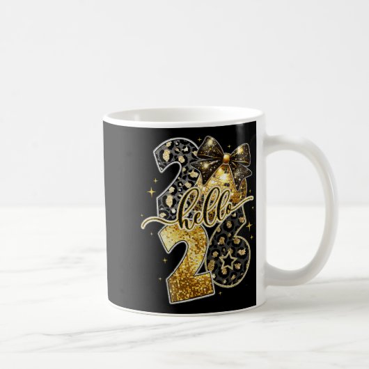 Mug Happy New Year 2026 Coquette Bow Golden Family Mat (Droite)