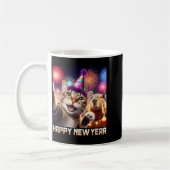 Mug Happy New Year 2026 Cute Cat Capybara Party Art  (Gauche)