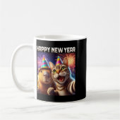 Mug Happy New Year 2026 Cute Cat Capybara Party Art  (Gauche)