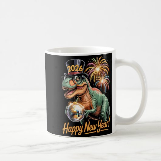 Mug Happy New Year 2026 Dinosaur Funny T-rex Tee For K (Droite)
