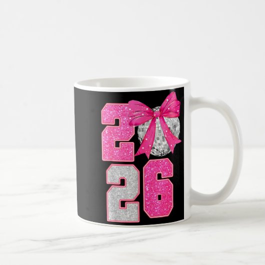 Mug Happy New Year 2026 Disco Ball Nk Coquette Bow Fam (Droite)