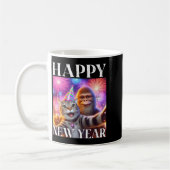 Mug Happy New Year 2026 Funny Cat Bigfoot Party Art  (Gauche)
