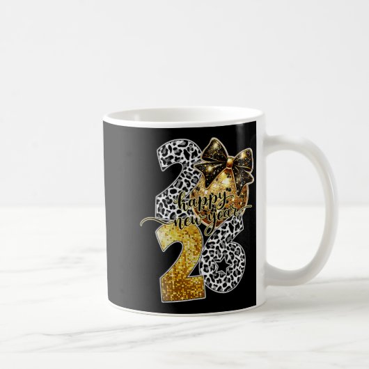 Mug Happy New Year Cute Gold Disco Ball Bow New Year's (Droite)