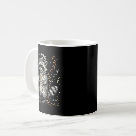 Mug Happy New Year Raccoon With Champagne Funny New Ye (Devant gauche)
