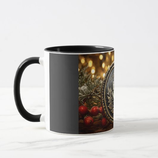 Mug  happy new year wishes on a festive background (Gauche)