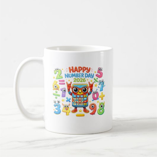 Mug Happy Number Day 2026 Calculator Math Design (Gauche)