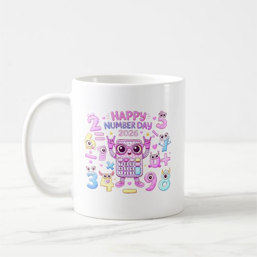 Mug Happy Number Day 2026 Cute Calculator Design (Gauche)