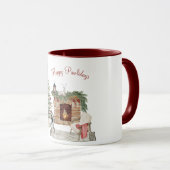 Mug Happy Pawlidays Chien Design - Boston Terrier (Devant droit)