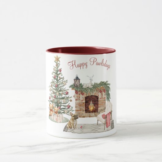 Mug Happy Pawlidays Chien Design - French Bulldog (Centre)