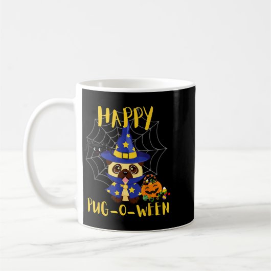 Mug Happy Pug-O-Ween Drôle de chien Pug Halloween (Gauche)
