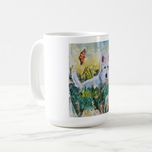 Mug Happy Scottie in a Field (Devant gauche)